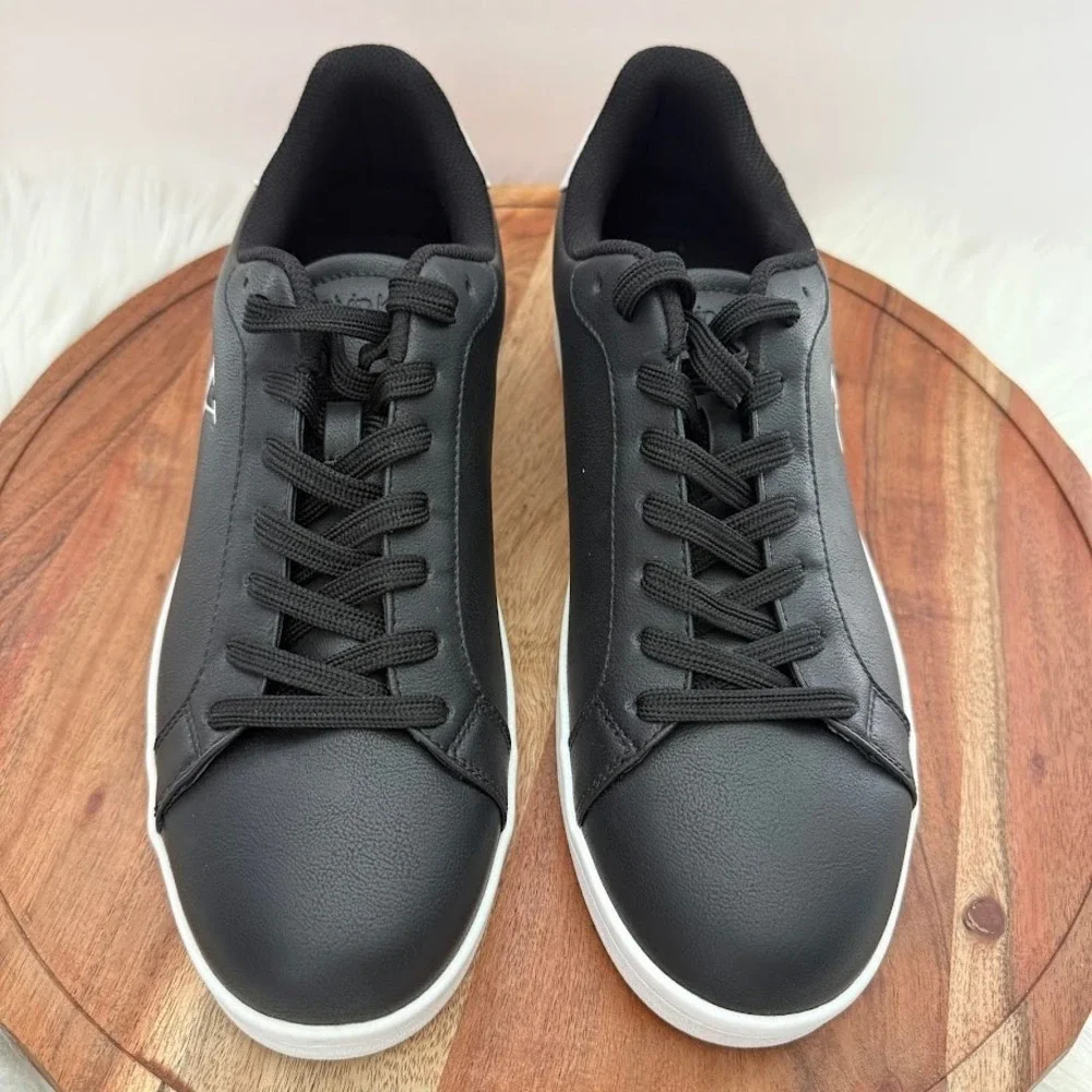 Calvin Klein Lareez Mens Black White Logo Low Top Sneakers  Size 10M New